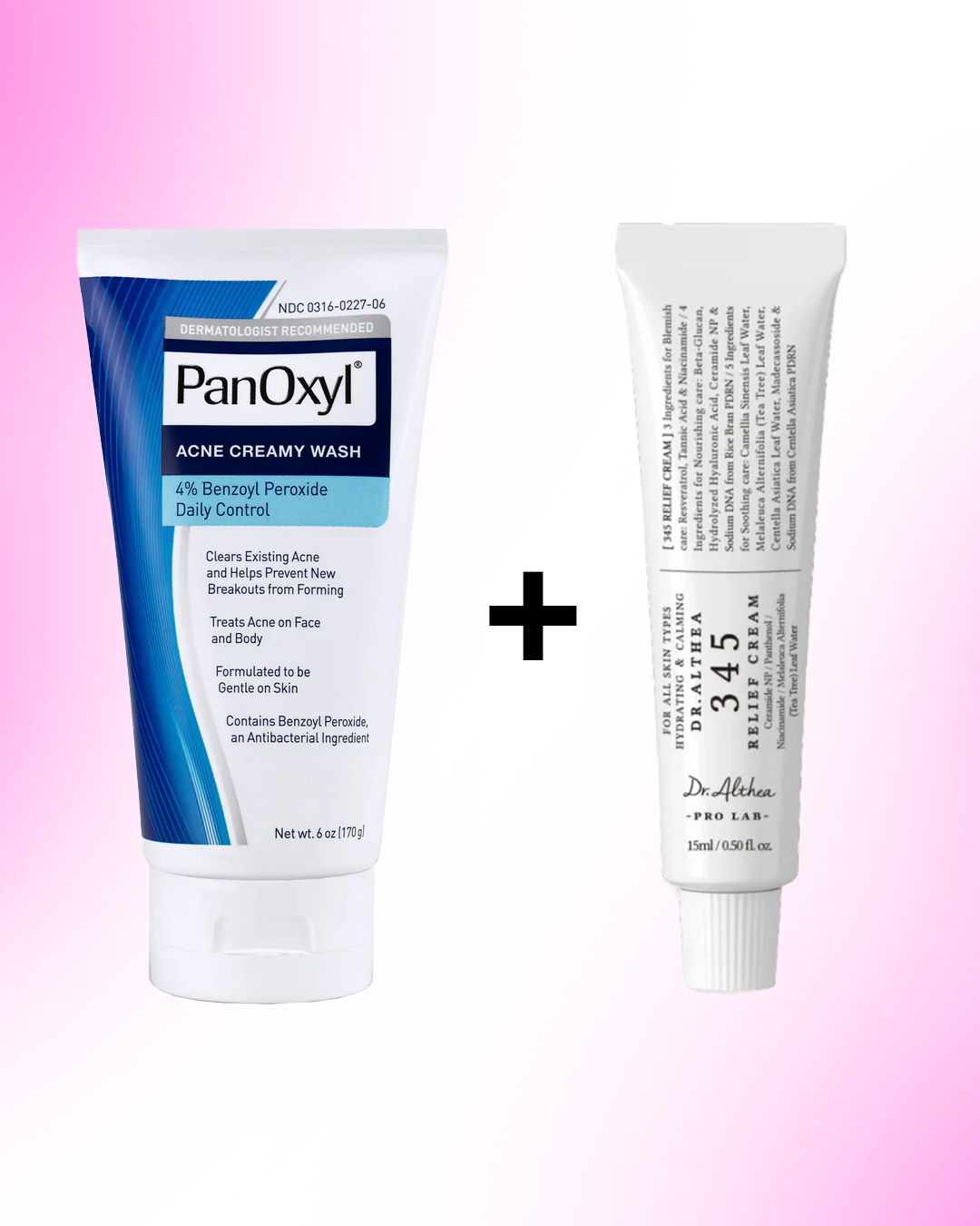 Clear & Repair Duo ( Dr.Althea 345 Relief Cream + PanOxyl Acne Creamy Wash  4% )